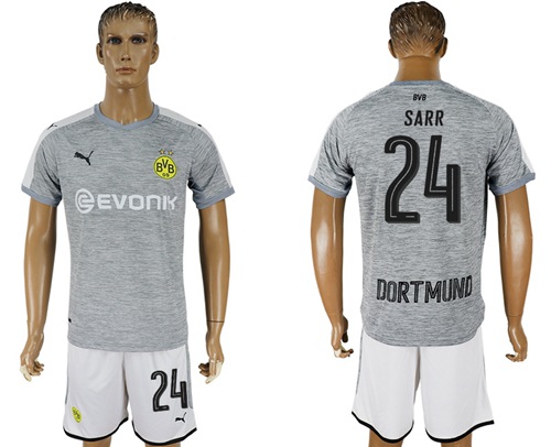 Dortmund #24 Sarr Grey Soccer Club Jersey - Click Image to Close